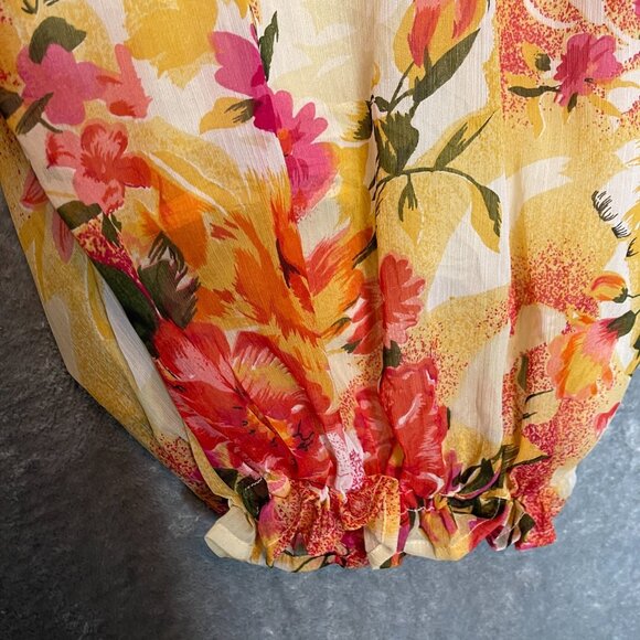 TRAMP Women Y2K Silk Colorful Floral Halter Neck Relaxed Fit Tank Top L - Picture 4 of 11